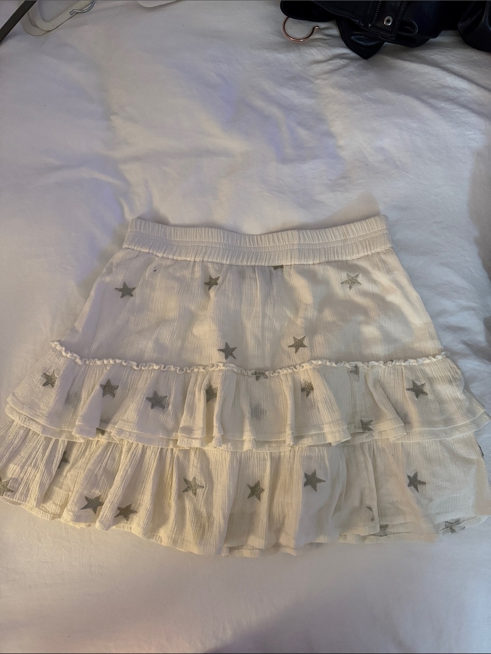 Generation Love White Tiered Star-Print Mini Skirt
